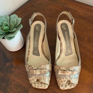 PK - PETER KAISER CROCODILE SNAKE SKIN SLING BACK OPEN TOE KITTEN HEEL P…